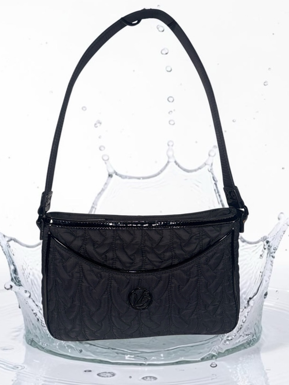 Vera Bradley Black Quilted Shoulder Bag with Patent Trim
